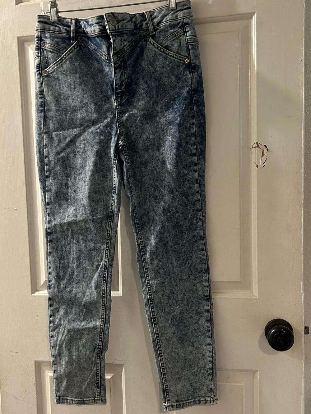 Free People High-Rise Acid Wash Jeans in Blue-Gray